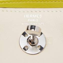 Pre Owned Hermès Nata/Lime Swift Leather Palladium Finish Mini Lindy Bag