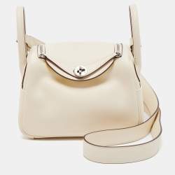 Hermès - Hermès Mini Lindy 19 Swift Leather Crossbody Bag-Gold/Amber Yellow Silver Hardware