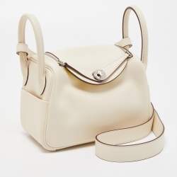 Pre Owned Hermès Nata/Lime Swift Leather Palladium Finish Mini Lindy Bag