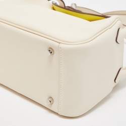 Pre Owned Hermès Nata/Lime Swift Leather Palladium Finish Mini Lindy Bag