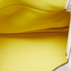 Pre Owned Hermès Nata/Lime Swift Leather Palladium Finish Mini Lindy Bag