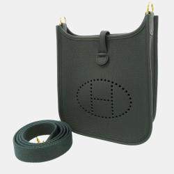 Hermes Green Taurillon Clemence Leather Evelyne TPM Shoulder Bag