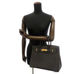 Hermes Black Togo Swift Toile Leather Gold Handware 3 n 1 Birkin 30 Bag 