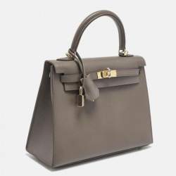 Hermes Etain Epsom Leather Gold Finish Kelly Sellier 25 Bag