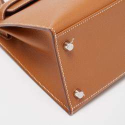 Hermes Gold Epsom Leather Palladium Finish Kelly Sellier 28 Bag