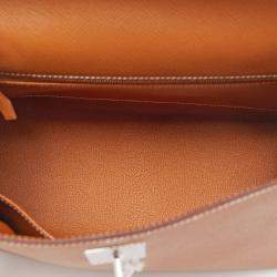 Hermes Gold Epsom Leather Palladium Finish Kelly Sellier 28 Bag