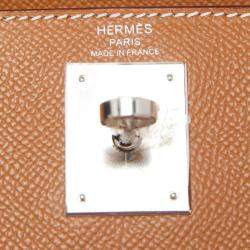Hermes Gold Epsom Leather Palladium Finish Kelly Sellier 28 Bag