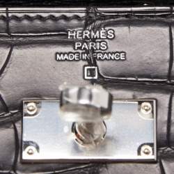 Hermes Black Matte Alligator Palladium Finish Kelly Classic Wallet