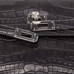Hermes Black Matte Alligator Palladium Finish Kelly Classic Wallet