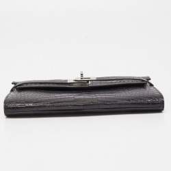 Hermes Black Matte Alligator Palladium Finish Kelly Classic Wallet