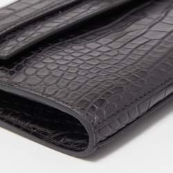 Hermes Black Matte Alligator Palladium Finish Kelly Classic Wallet
