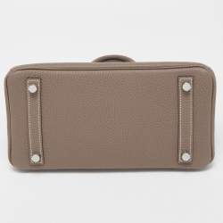 Hermes Etoupe Togo Leather Palladium Finish Birkin 25 Bag 