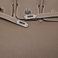 Hermes Etoupe Togo Leather Palladium Finish Birkin 25 Bag 
