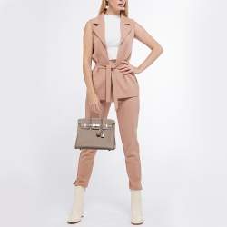 Hermes Etoupe Togo Leather Palladium Finish Birkin 25 Bag 