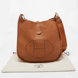 Hermes Gold Taurillion Clemence Leather Evelyne III TGM Bag