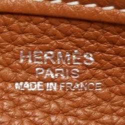 Hermes Gold Taurillion Clemence Leather Evelyne III TGM Bag