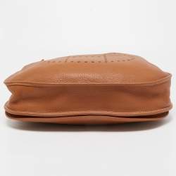 Hermes Gold Taurillion Clemence Leather Evelyne III TGM Bag