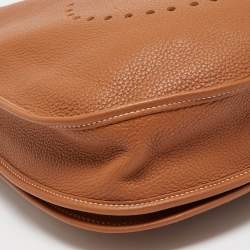 Hermes Gold Taurillion Clemence Leather Evelyne III TGM Bag