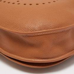 Hermes Gold Taurillion Clemence Leather Evelyne III TGM Bag
