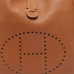 Hermes Gold Taurillion Clemence Leather Evelyne III TGM Bag