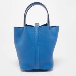 Hermes Bleu Zellige/Mykonos Matt Alligator and Clemence Leather Picotin Lock Touch Bag
