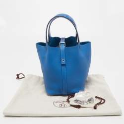 Hermes Bleu Zellige/Mykonos Matt Alligator and Clemence Leather Picotin Lock Touch Bag