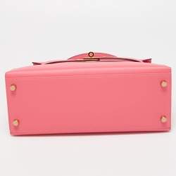 Pre Owned Hermès Rose Azalee Epsom Leather Gold Finish Kelly Sellier 28 Bag