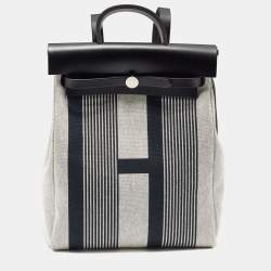 Hermes H Vibration Herbag Zip Cabine Printed Toile and Leather 50