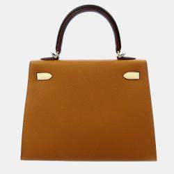 Pre Owned Hermes Tricolor Epsom Leather Palladium Hardware Kelly Sellier 25 Bag 