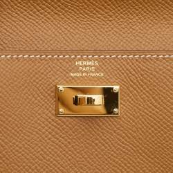 Hermes Gold Epsom Leather Kelly Pocket Compact Wallet