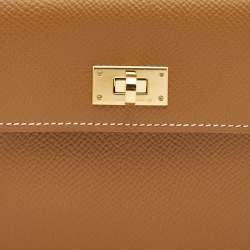 Hermes Gold Epsom Leather Kelly Pocket Compact Wallet