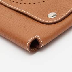 Pre Owned Hermes Gold Togo Leather Mises Et Relances Playing Cards Holder