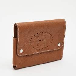 Pre Owned Hermes Gold Togo Leather Mises Et Relances Playing Cards Holder