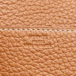 Pre Owned Hermes Gold Togo Leather Mises Et Relances Playing Cards Holder