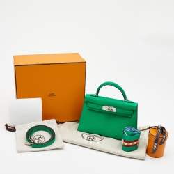 Pre Owned Hermès Menthe Chevre Leather Palladium Finish Mini Kelly II Sellier 20 Bag