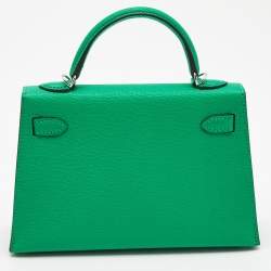 Pre Owned Hermès Menthe Chevre Leather Palladium Finish Mini Kelly II Sellier 20 Bag