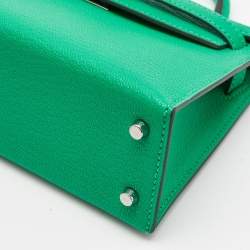 Pre Owned Hermès Menthe Chevre Leather Palladium Finish Mini Kelly II Sellier 20 Bag