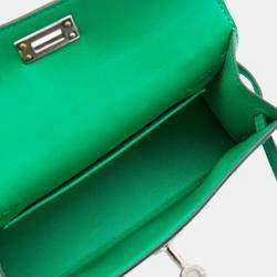 Pre Owned Hermès Menthe Chevre Leather Palladium Finish Mini Kelly II Sellier 20 Bag