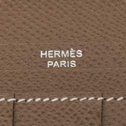 Hermes Taupe  Epsom Leather Palladium Finish Bearn Wallet