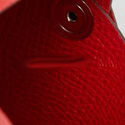 Hermes Rouge Casaque Epsom Leather Calvi Card Holder