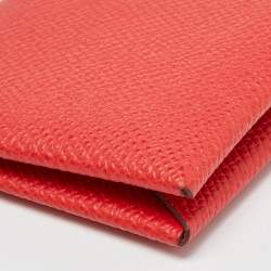 Hermes Rouge Casaque Epsom Leather Calvi Card Holder