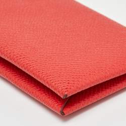 Hermes Rouge Casaque Epsom Leather Calvi Card Holder