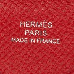 Hermes Rouge Casaque Epsom Leather Calvi Card Holder