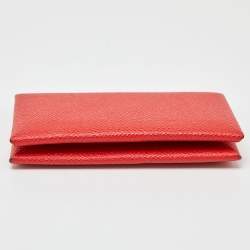 Hermes Rouge Casaque Epsom Leather Calvi Card Holder