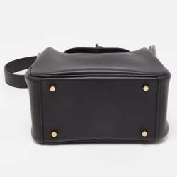 Pre Owned Hermes Black Swift Leather and Matt Alligator Gold Finish Lindy 20 Bag