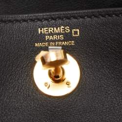Pre Owned Hermes Black Swift Leather and Matt Alligator Gold Finish Lindy 20 Bag