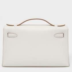 Hermès Gris Pale Swift Leather Gold Finish Kelly Pochette