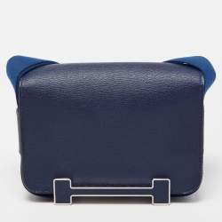Pre Owned Hermes Deep Blue Chevre Leather Geta Bag