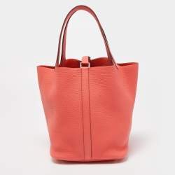 Pre Owned Hermès Rose Texas Taurillon Clemence Leather Picotin Lock 22 Bag
