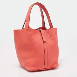 Pre Owned Hermès Rose Texas Taurillon Clemence Leather Picotin Lock 22 Bag